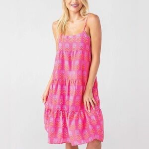 J. Marie Maeve Pink Tulip Floral Babydoll A-Line Sundress Womens Sz Small NWT